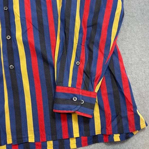 Maus & Hoffman Shirt Mens XXL Blue Striped Long Sleeve Button Down Made USA - Picture 3 of 16